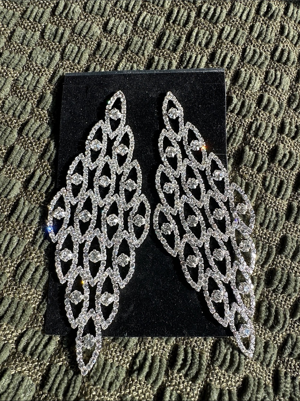 Silver Crystal Drop Statement Earrings - Elegant Dangle Earrings